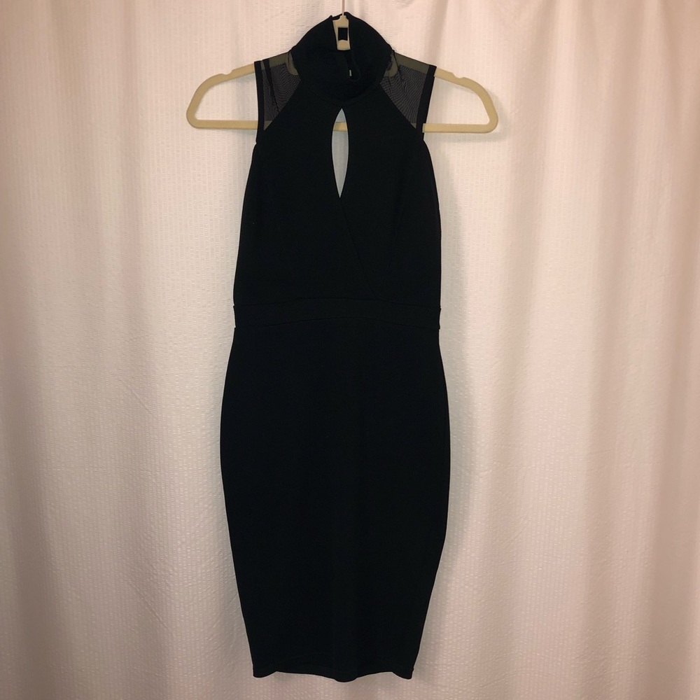 London Label TFNC Bodycon Sheer Back Black Dress